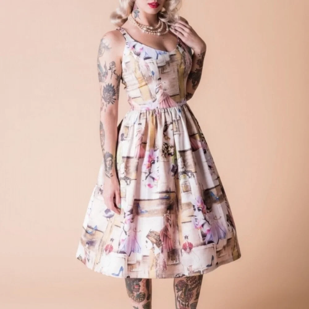 Super rare Tatyana Leading Ladies of Film Novelty Print Dress - Picture 3 of 13